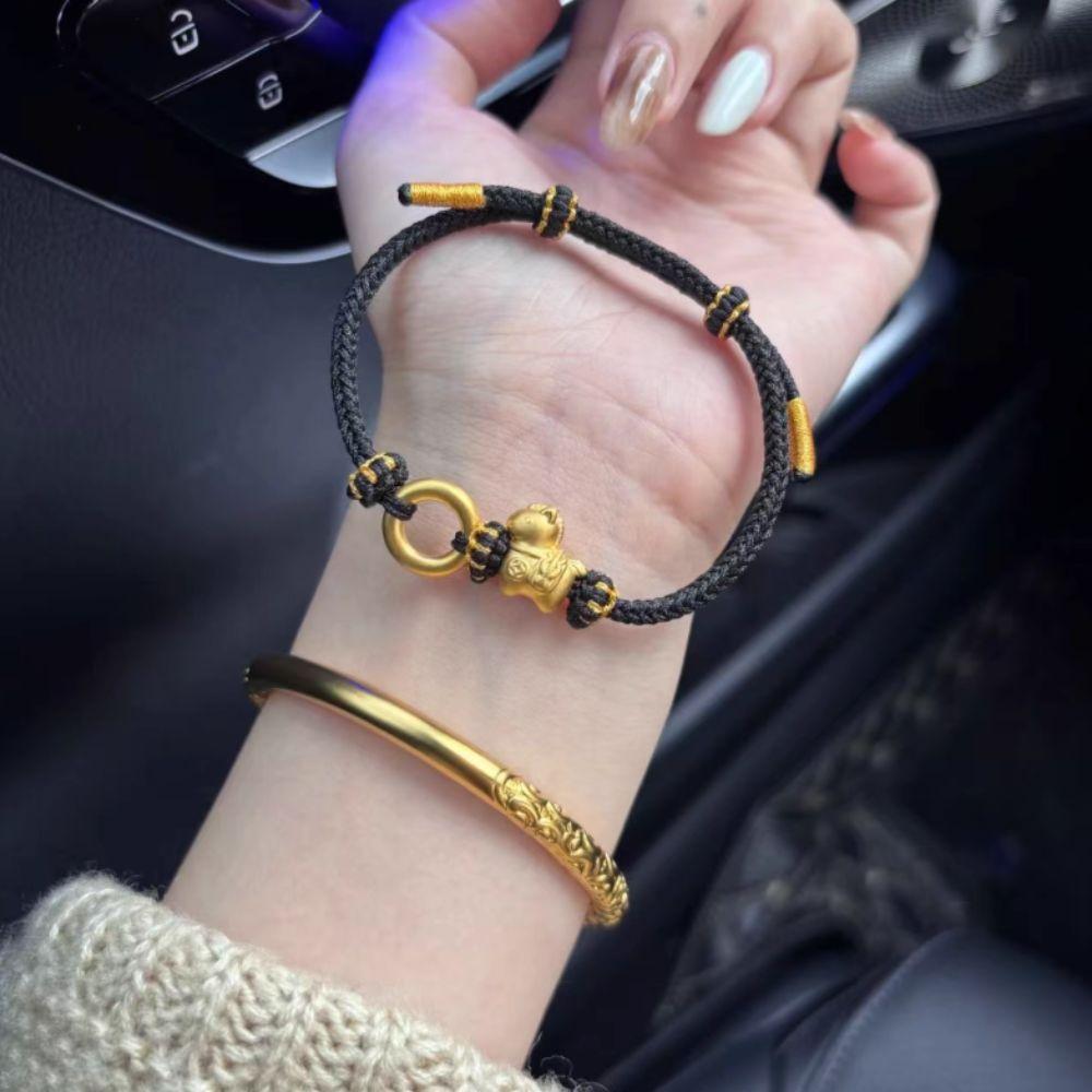 Good Luck Zodiac Metal Horse Bracelet New Year Woven Beaded Bracelet Horse Weave Hand Rope Couple