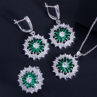 Ki0082 Accessori Cena Sposa, Orecchini in Zircone, Anello Pendente Set Tre Pezzi