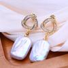 LSOOYH Natural Freshwater Big Irregular Baroque Pearl Earrings For Women Fashion Gold Color Drop Earrings Birthday Gifts