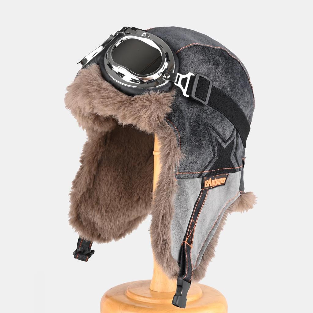 Cap Men's and Women's Winter Velvet Thickened Warm Cycling Ear Cap Outdoor Ski Leather Pilot Hat