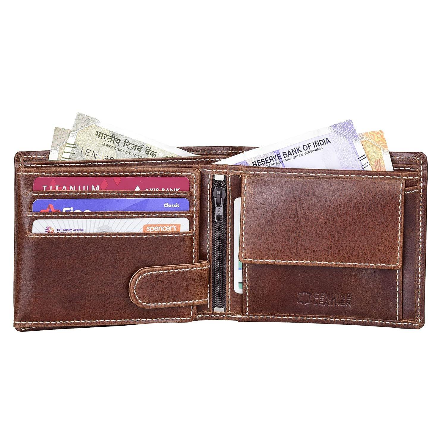 Кошелек из коричневой кожи Leo Caramel для мужчин — фото 4