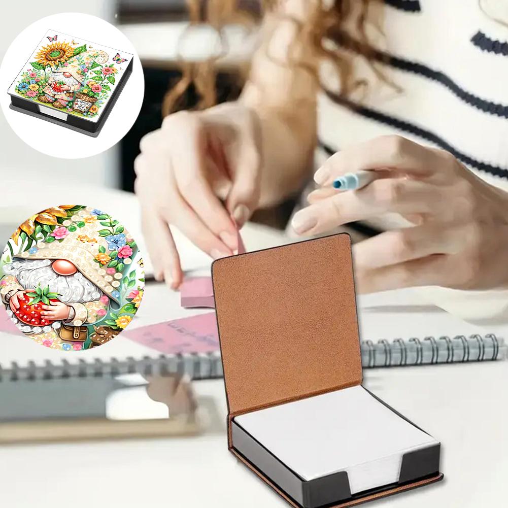 Animals Leather Gem Painting Memo Pad Holder Mosaic Kit Diamond Art Note Box with 160 Sheets of Paper for Adults Beginners