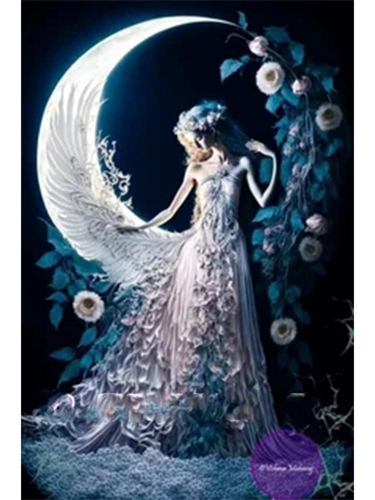 5D Diamond Art Elf Dust Moon Full Diamond DIY Diamond Painting Butterfly Girl Mosaic Picture Crystal Embroidery Character Art