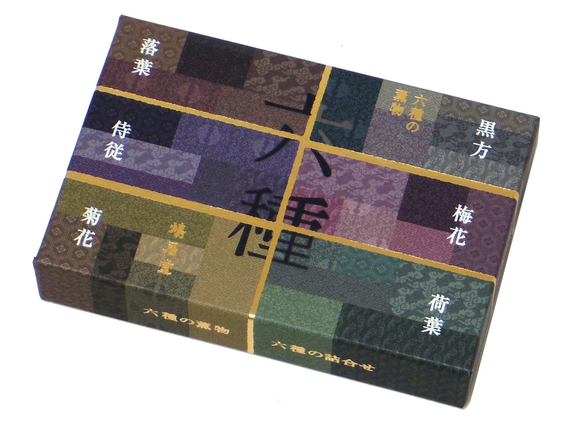 Kyukyodo Incense Six Types of Incense 5 sticks 6cm in an incense Set (6 types, each, each, holder)