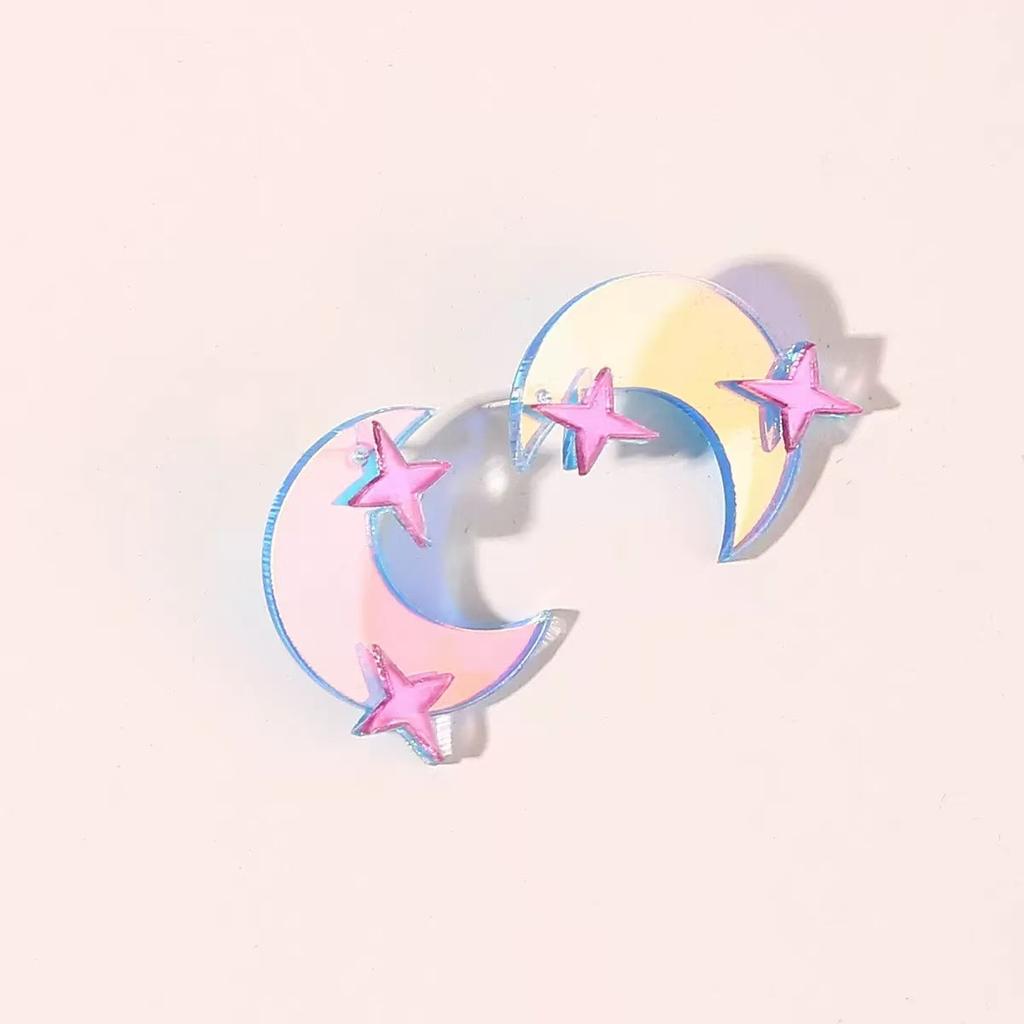 Korean Style Colorful Star Acrylic Earrings Creative Lightweight Stud Earrings for Women Girls