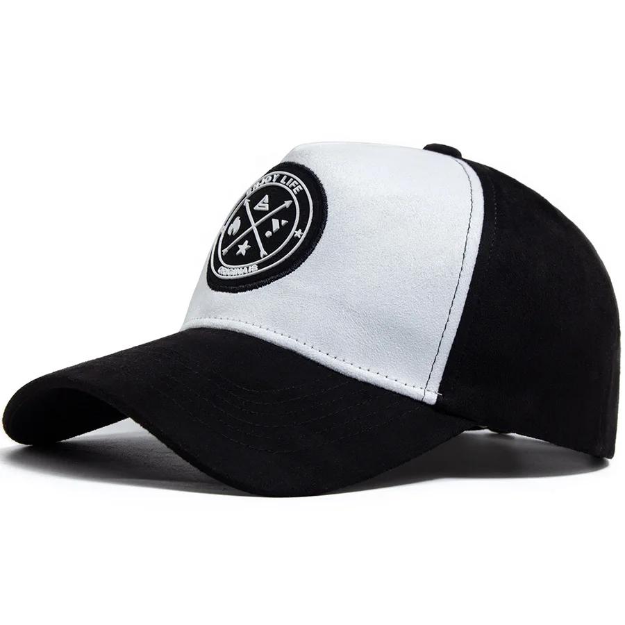 

2025New Round Leather Labels Trendy Suede For Men Baseball Caps Versatile Sun Hats Women s Hip-hop visor Caps Outdoor Shade 55-60cm