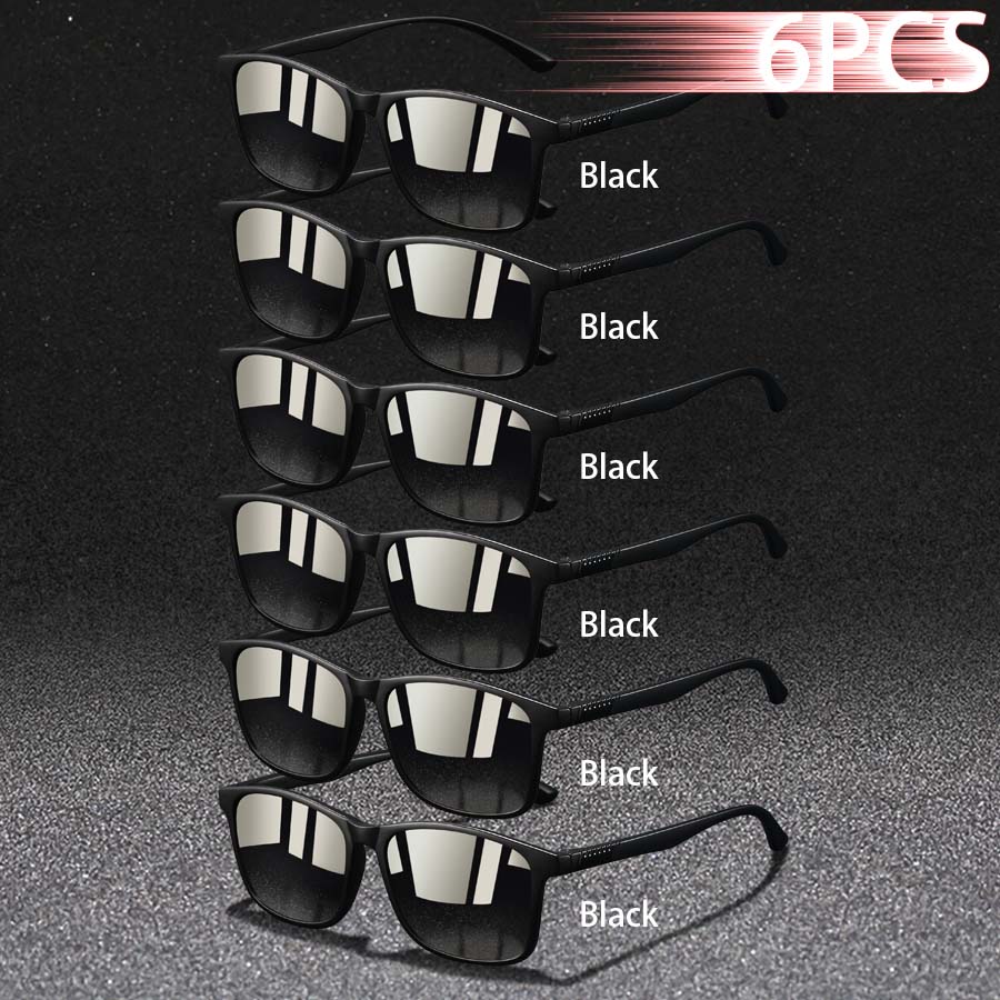 6 PCS Vintage Square Sunglasses Men Women Luxury Designer Sun Glasses Anti Glare Retro Eyewear UV400