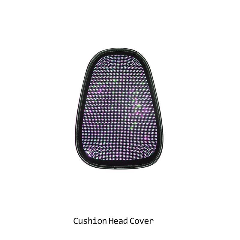 Autositzbezug-Set, Bling-Innenzubehör für Frauen, Diamant-Kopf-Rückenlehnenkissen-Schutz, Rücksitz-Schutzpolster