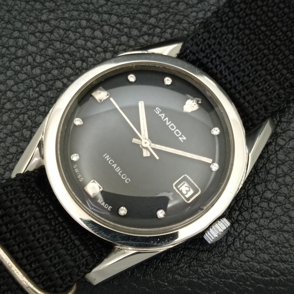 CEAS VINTAGE SANDOZ INCABLOC AUTOMATIC ELVEȚIAN MENS CULOARE NEAGRĂ CADRAN a436443-2 R129-a436443