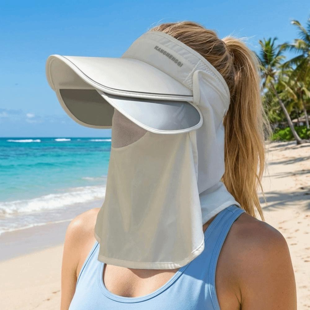 Detachable Shawl UV Resistant Hat Breathable Beach Empty Top New Wide Brimmed Sunshade Cap  Summer