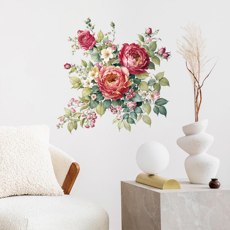 Peony Flower Wall Sticker for Living Room Sofa Background Home Decor Wall Art Decal