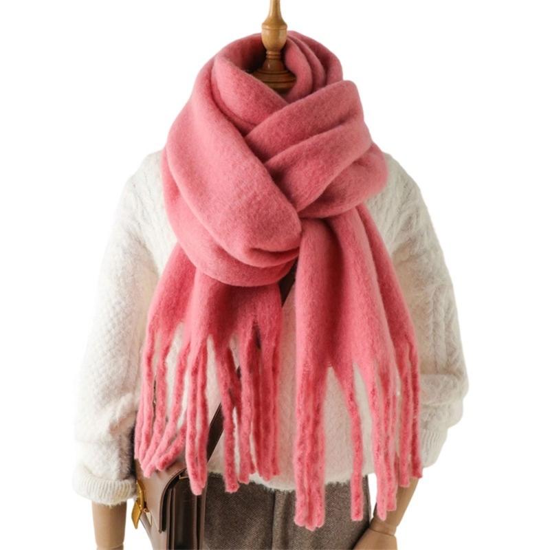 Long Tassels Neckerchief Solid Color Scarf Lightweight Yet Warm Headscarf Shawl For Casual or Formal Wear Daily