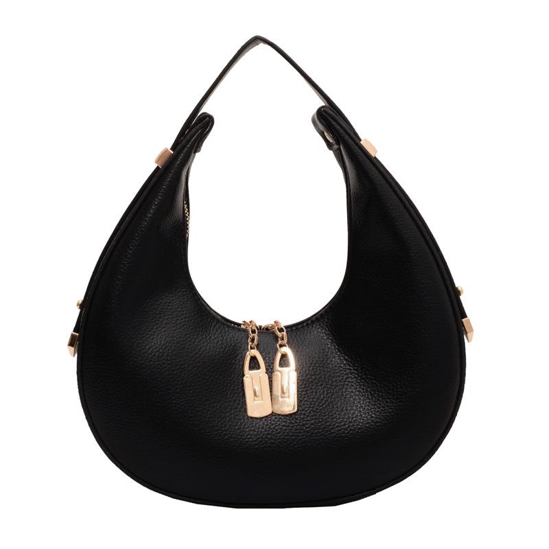 

2025 новая нишевая мягкая сумка-полумесяц, полукруглая сумка подмышку, модная сумка-полумесяц, женская сумка для ношения в руке на плече чёрный