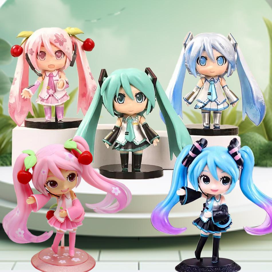 Japanisches Anime-Modell Hatsune Miku kawaiii Mädchen PVC-Modell Puppen-Set Weihnachtsspielzeug Schreibtisch Kuchen Dekoration niedlich