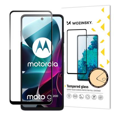 Härdat glas till Motorola Moto G200 5G 9H för hela skärmen med svart ram Tempered Glass