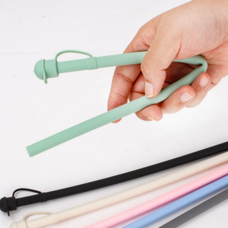 1pc Reusable Silicone Straw Large Ice Cup Vacuum Cup Special Straw Integrated Straw with Dust Cover