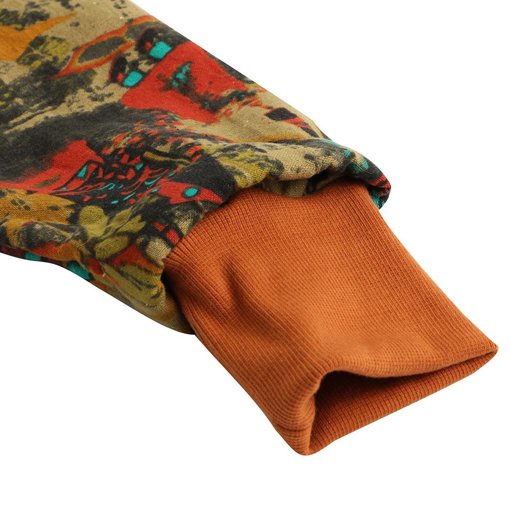 Womens Winter Warm Outwear Floral Print Hooded Pockets Vintage Oversize Coats