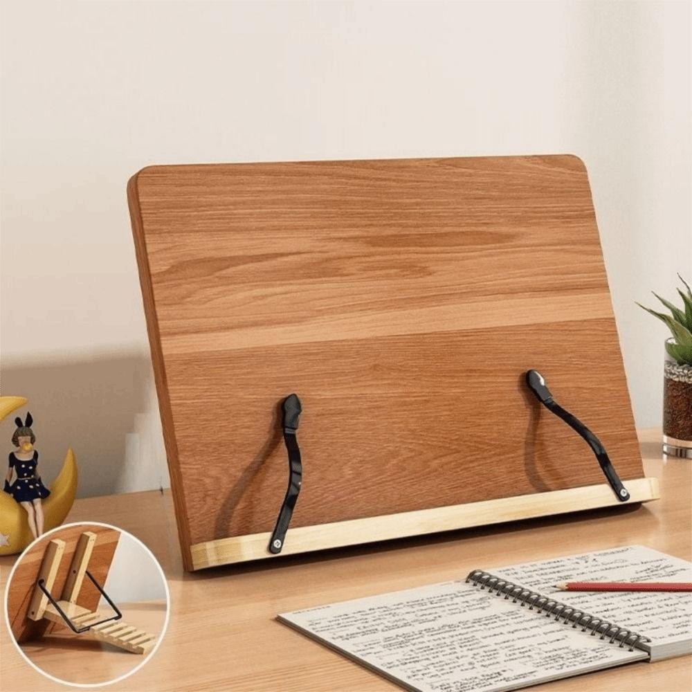 Multi-Position Support Wooden Reading Stand Foldable Cookbook Bracket Book Holder Tray  Note-taking