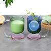 Floating Effect Glass Mug Heat Shock Resistant With Comfort Handle and Base Coffee Beverage Cup For Office Home Use