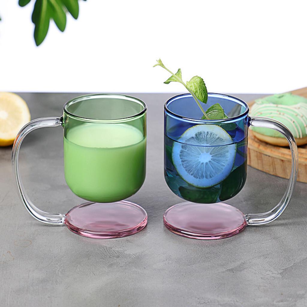 Floating Effect Glass Mug Heat Shock Resistant With Comfort Handle and Base Coffee Beverage Cup For Office Home Use