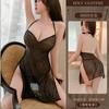 Erotic Underwear, sexy mature woman, Shiny nightclub uniform, Seductive halter dress, Women's hot slit pajamas 8869