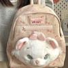Cat Marie Canvas Backpack With Bow Print Design For Daily Use School