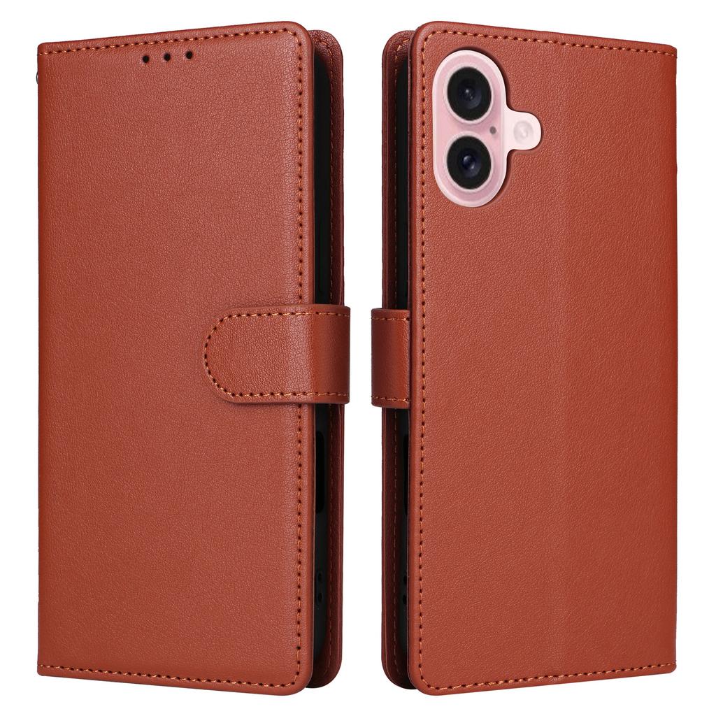 For iPhone 17 Case Wallet Stand View PU Leather Phone Cover with Wrist Strap