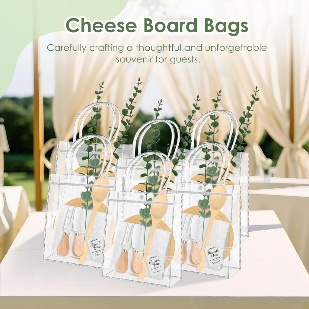 55Pcs Baby Shower Cheese Prizes for Game Winners Bamboo Cheese Board Spoon Fork Butter Spreaders Present Bags for Wedding Party