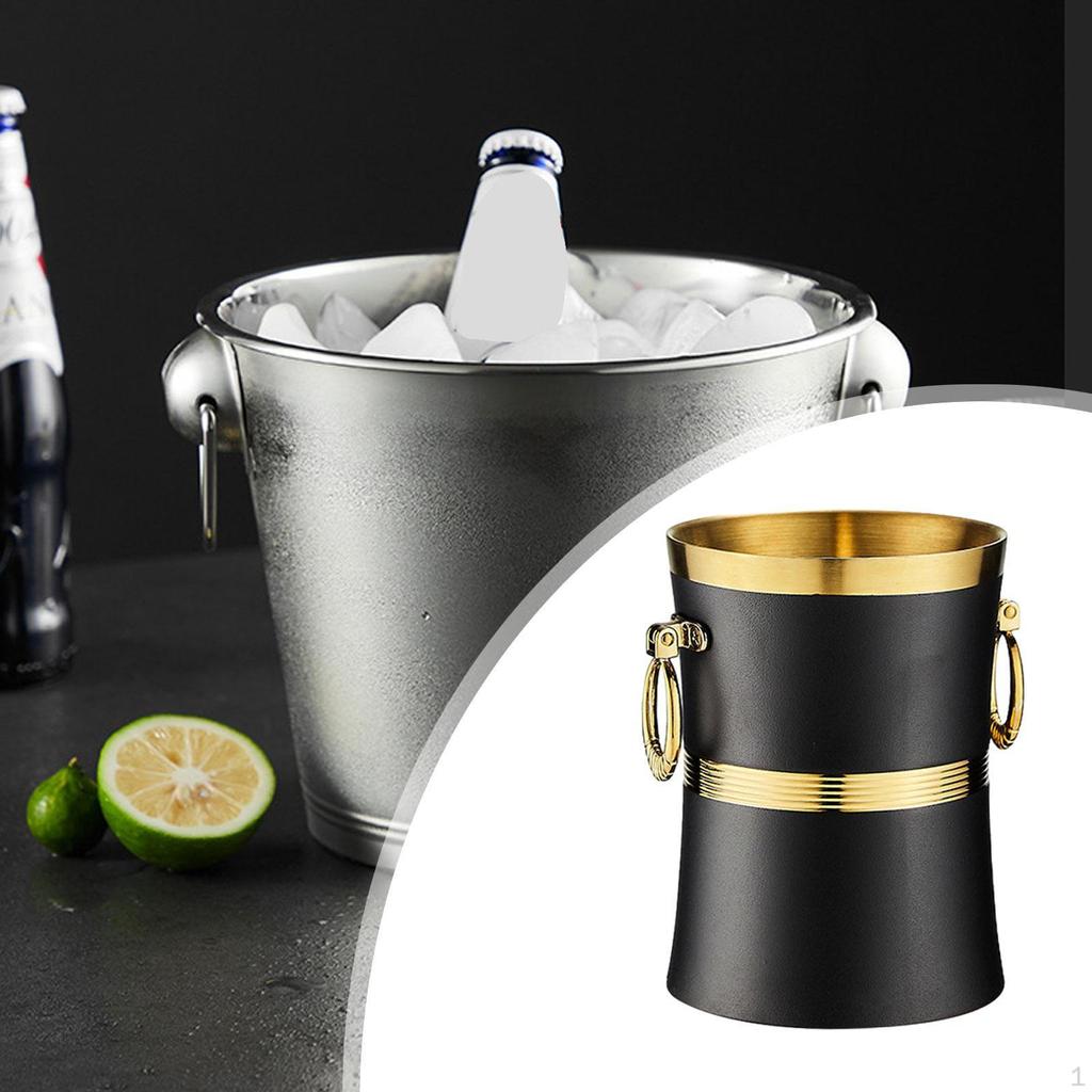 2L Portable Ice Bucket for Drinks Metal Beverage Chilling Tub BBQ