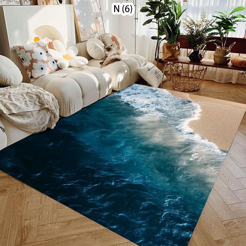 Fun HD Summer Coastline Beach Carpet for Living Room Sofa Soft Decor Rugs Bedroom Rug Kitchen Coffee Table Mat Hallway Rug