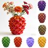 Yousheng 3D Printed Red Gold Flower Vase Sculptural Wave Geometric Textured Decorative Ripple Vase Modern Boho Home Decor for Coffee Table Shelf