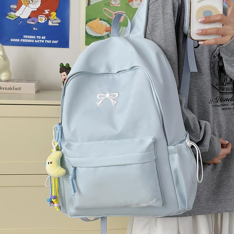 Schoolbag Japanese Simple Soft Girl Schoolbag Campus Fashion Solid Color Backpack High Value Versatile Lightweight Travel Backpack