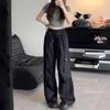 Women's High-Waist Cargo Pants: 2025 American Design, Drawstring, Floor-Length, Loose Fit Casual Trousers