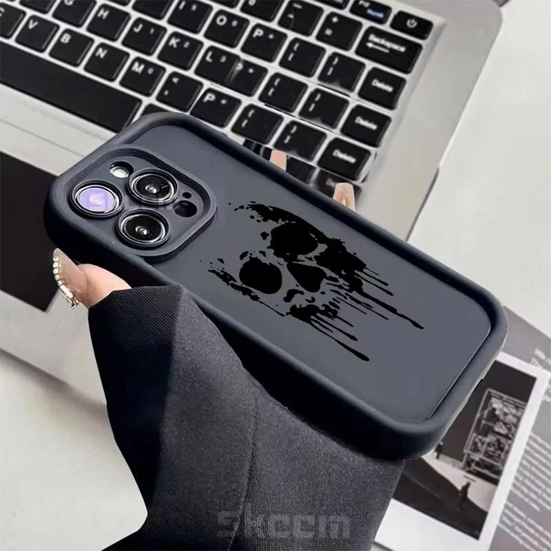 New Terror Black Skull Soft Silicone Phone Case For iPhone 16 15 14 13 12 11 Pro Max X XS XR 7 8 Plus Shockproof Bumper Cover