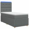 LED Box Spring Bed with Mattress Dark Grey 80 X 200 Cm Fabric