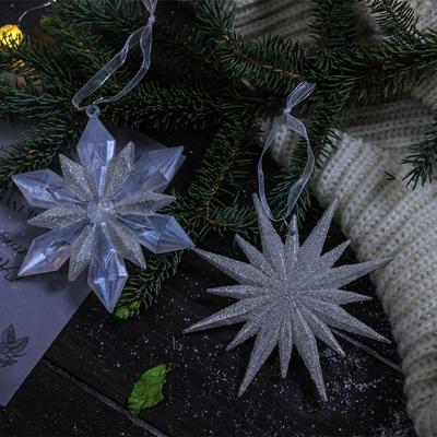 Plastic Christmas Crystal Pendants Snowflake DIY Christmas Tree Ornaments Wall Pendant Indoor Outdoor Crystal Hanging