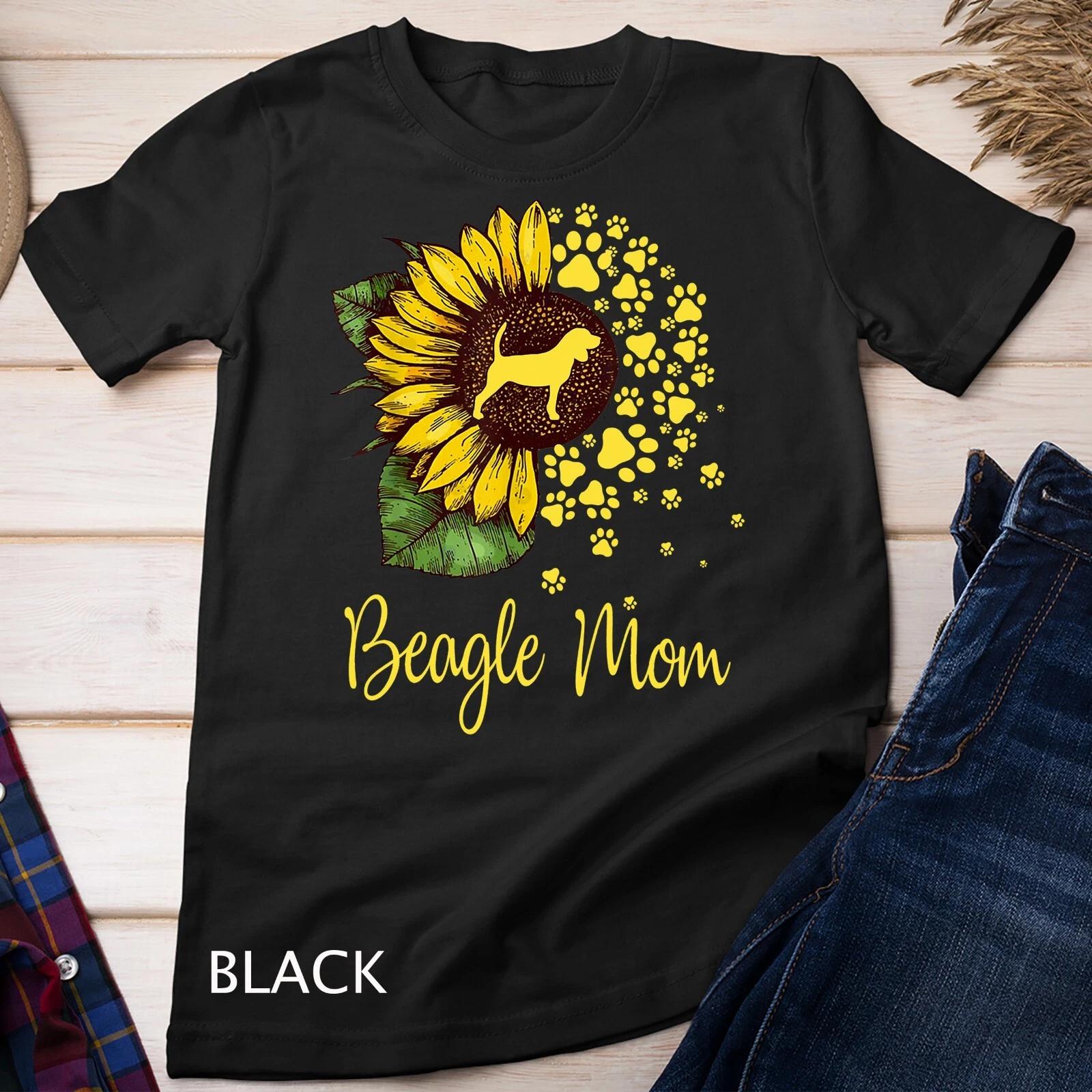 Womens Sunflower Beagle Mom Dog Lover Gift Unisex T-shirt M