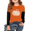 Girls Long Sleeve Halloween Day T Shirts Kids Fall Tops Crewneck Basic Tees 2-11Y