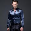 Men's Solid Color Shirts Long Sleeve Shirt Fashion Casual Business Gold Shirt for Men Lightweight Breathable Lapel Shirts for Wedding Party Banquet