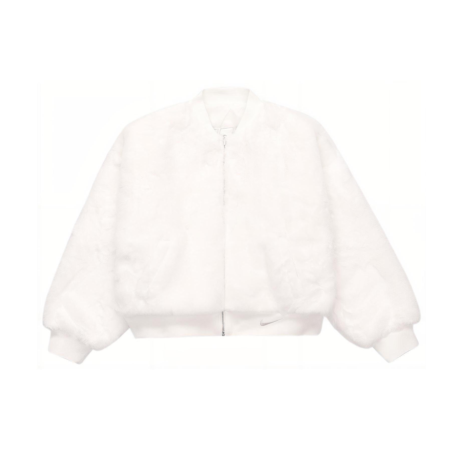 (WMNS) Nike sportswea Reversible Faux Fur Bomber Jacket  Sail Sand  Women s FB8693-133 L
