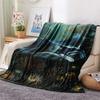 1PC Floral Water Scene Print FlAannel Blanket, High quality Comfortable for All Seasons, Home Decor, Warmth and Comfort