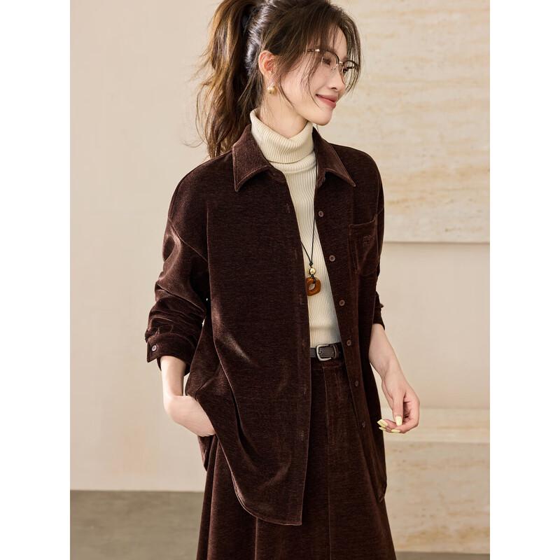 

Женская вельветовая куртка-рубашка в стиле Miu с вышивкой S