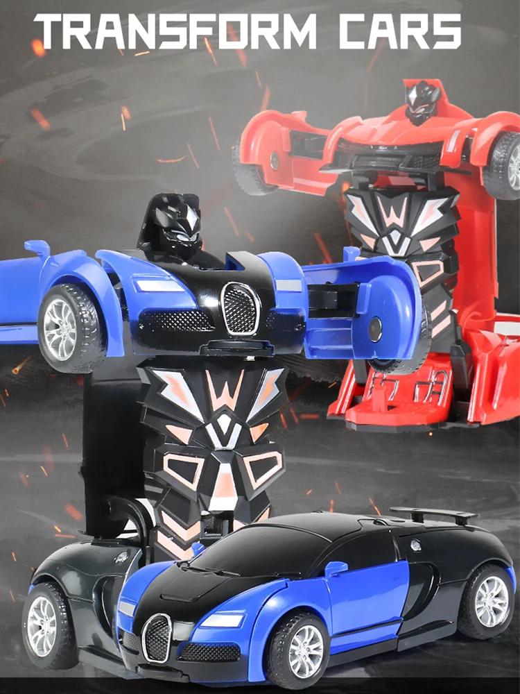 Giocattoli Auto Deformazione da Collisione a Chiave 2 in 1 Trasformazione Automatica Robot Veicoli in Plastica Giocattolo per Ragazzi Auto Modello Regalo Bambini Bambino