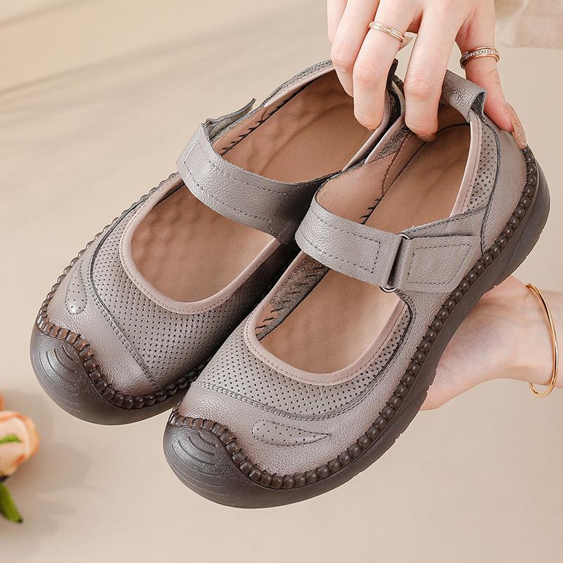 Fashion New summer flat shoes for women luxury real leather flats mother antique top quality moccasin ladies mary jane red wedding flats