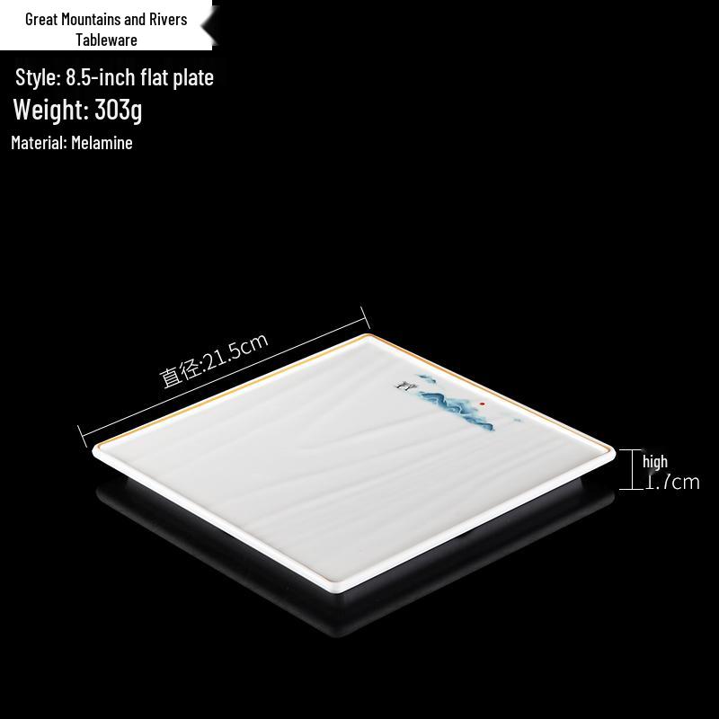 Melamine Square Imitation Porcelain Plate for Hot Pot & Cold Dishes - Commercial Fast Food & Restaurant Tableware