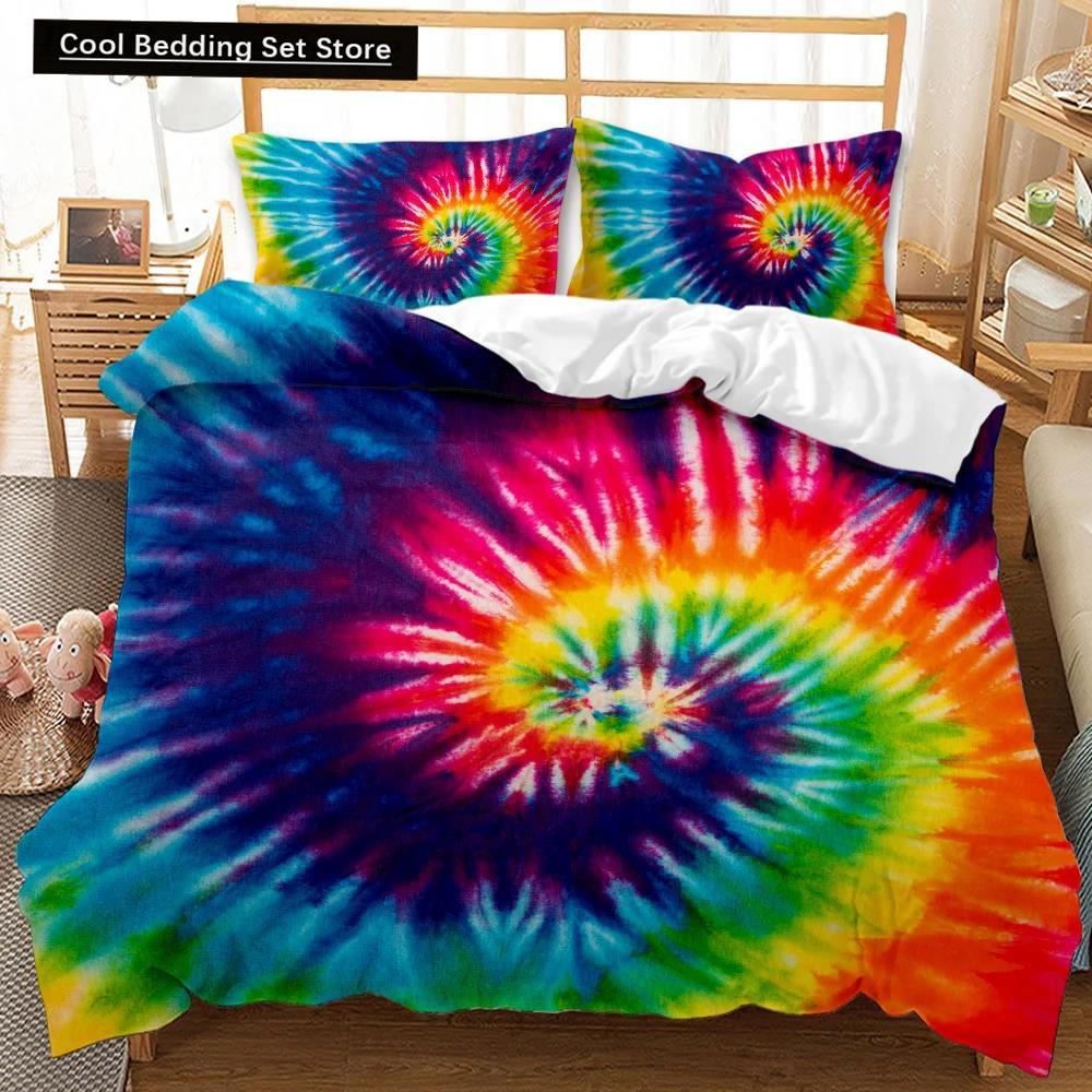 Boho Tie Dye Duvet Cover Set Hippie Bed Sets Blue Purple Colorful Twin Bedding Set Gypsy Queen King Size Polyester Qulit Cover