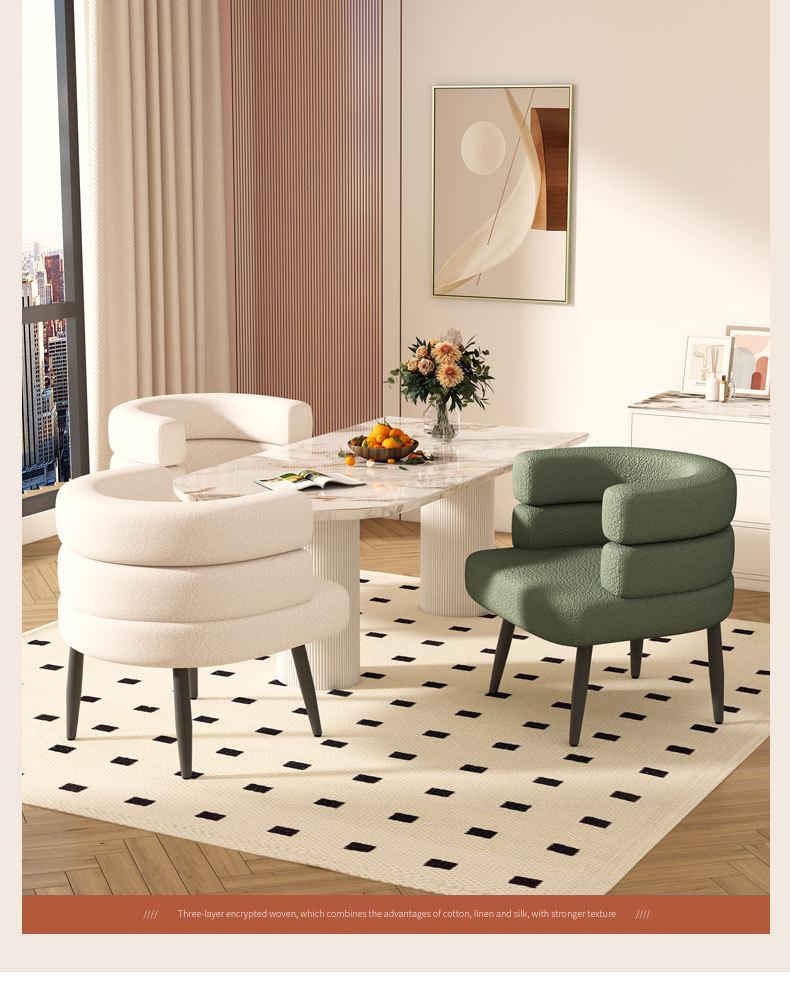 Nordic Minimalist Lambswool Single Sofa Chair with Solid Wood Frame