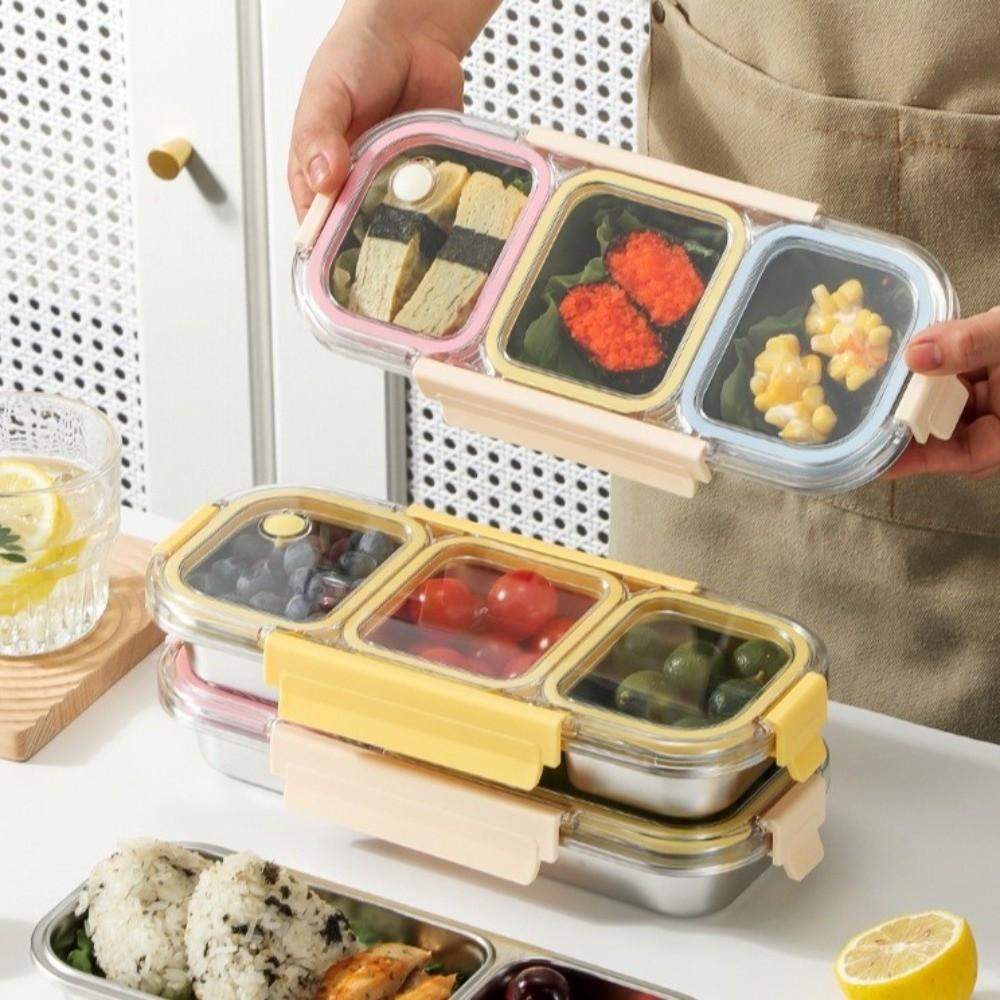 with Fork Spoon Bento Box 304 Stainless Steel Food Container New Divided Lunch Box For Meal Prep