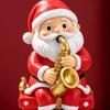Cartoon Santa Sculpture Christmas Singing Claus Figurine,Cartoon Saxophone Resin Xmas Decor Statue, Festive Sitting Desktop Decoration Desk