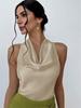 Women's sexy sleeveless satin shirt, spring and summer European and American work women's shirt